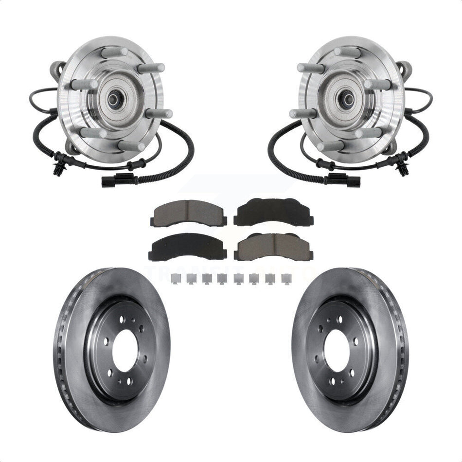 Front Hub Bearing Assembly Disc Brake Rotor & Pad Kit For 2017 Ford F-150 Raptor with 4WD KBB-133402