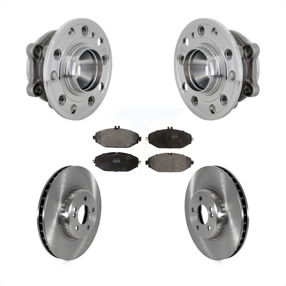 Front Hub Bearing Brake Rotor Pads Kit For 15-21 Mercedes-Benz C300 Without Sport Package KBB-133417
