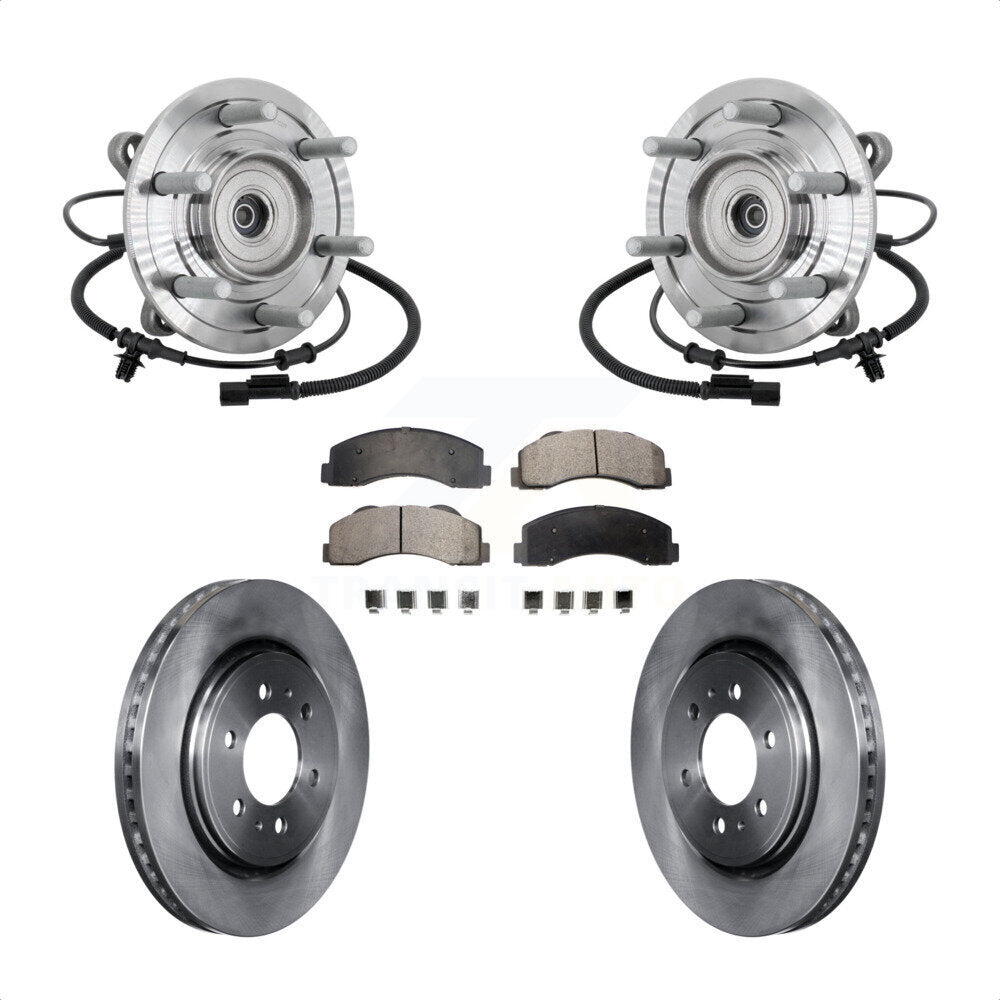 Front Hub Bearing Assembly Disc Brake Rotor & Pad Kit For 2017 Ford F-150 Raptor with 4WD KBB-133423