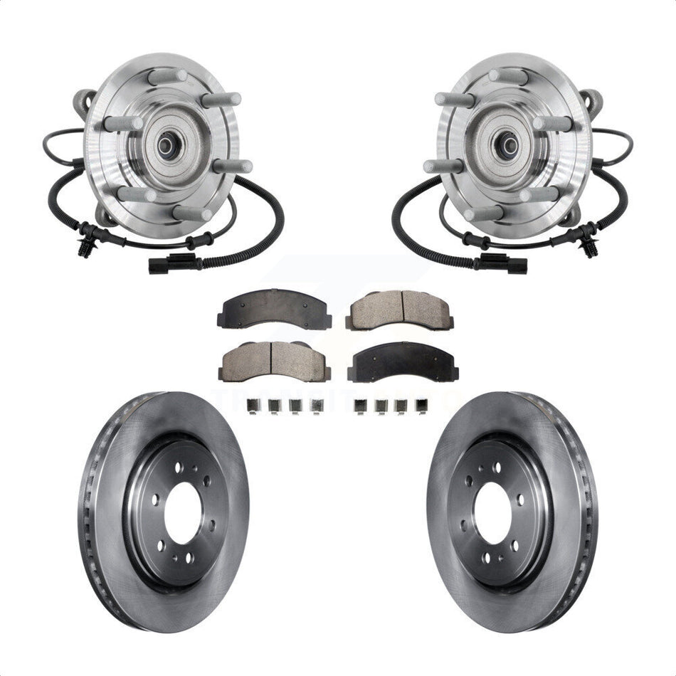 Front Hub Bearing Assembly Disc Brake Rotor & Pad Kit For 2017 Ford F-150 Raptor with 4WD KBB-133423