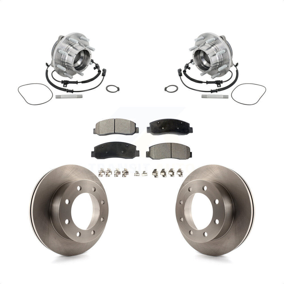 Front Hub Bearing Assembly Brake Rotor Pads Kit For Ford F-450 Super Duty Crew Cab Pickup KBB-133432