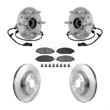 Front Hub Bearing Assembly Brake Rotor & Pads Kit For Ram 1500 Without 22" Factory Wheels KBB-133452