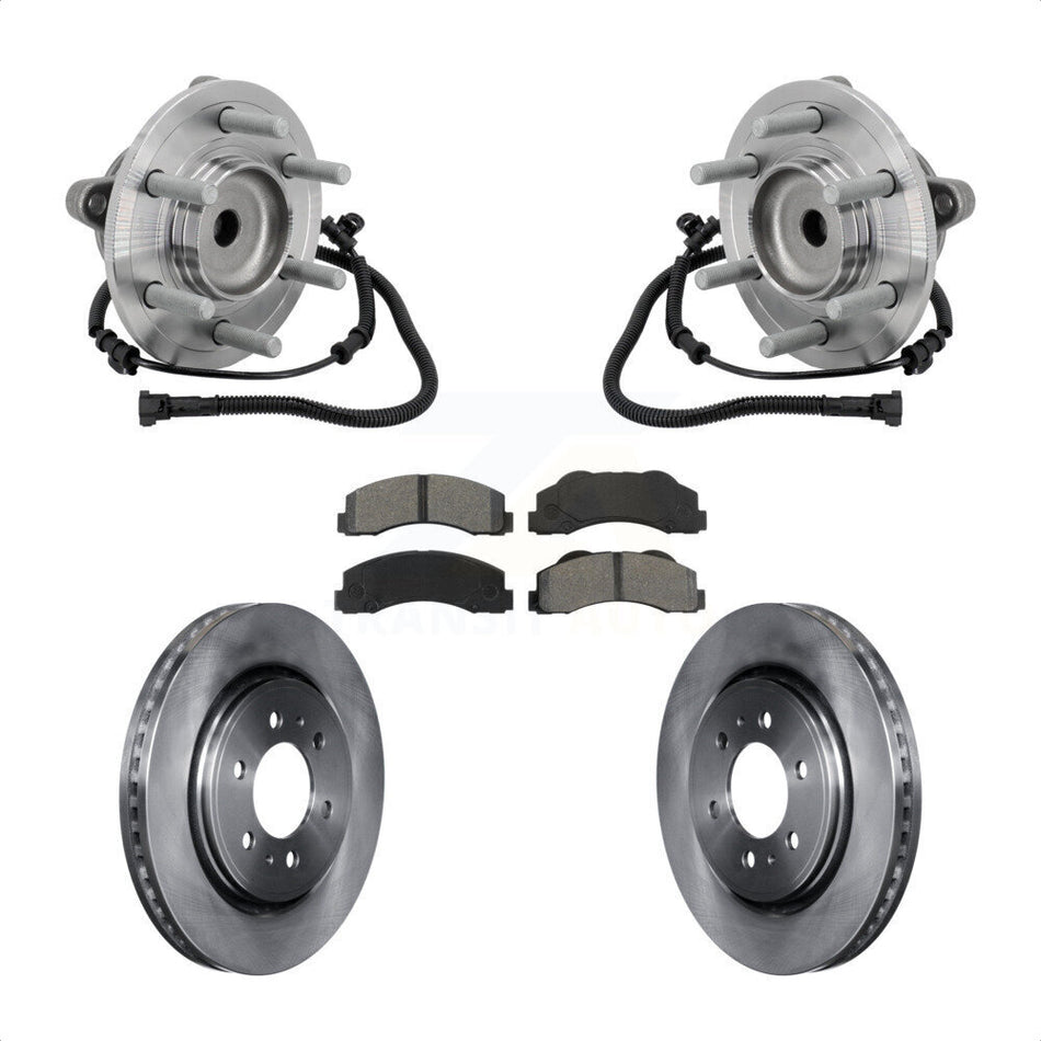 Front Hub Bearing Assembly Disc Brake Rotors And Pads Kit For 2015-2017 Ford F-150 RWD KBB-133467
