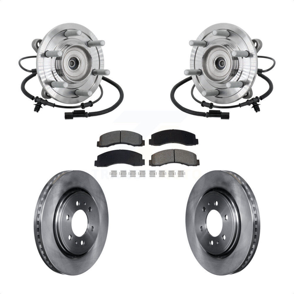 Front Hub Bearing Assembly Disc Brake Rotors And Pads Kit For 2018-2020 Ford F-150 Raptor KBB-133469