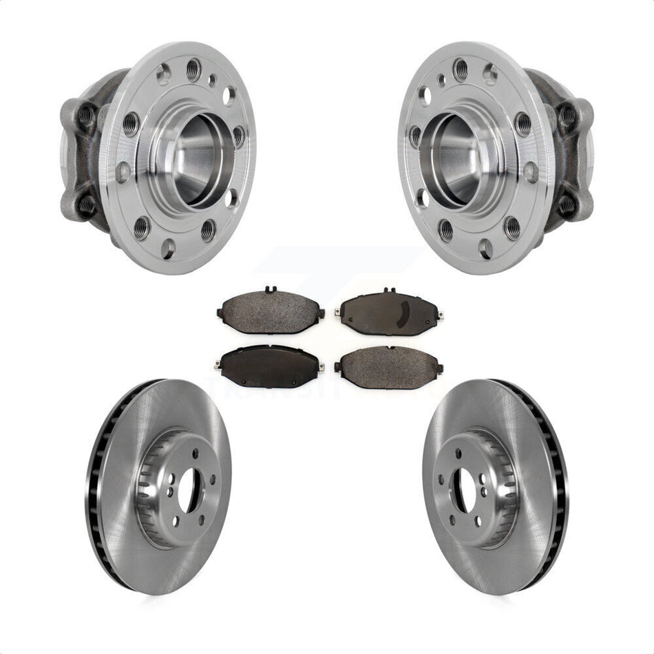 Front Hub Bearing Brake Rotor Pads Kit For 15-21 Mercedes-Benz C300 Without Sport Package KBB-133480