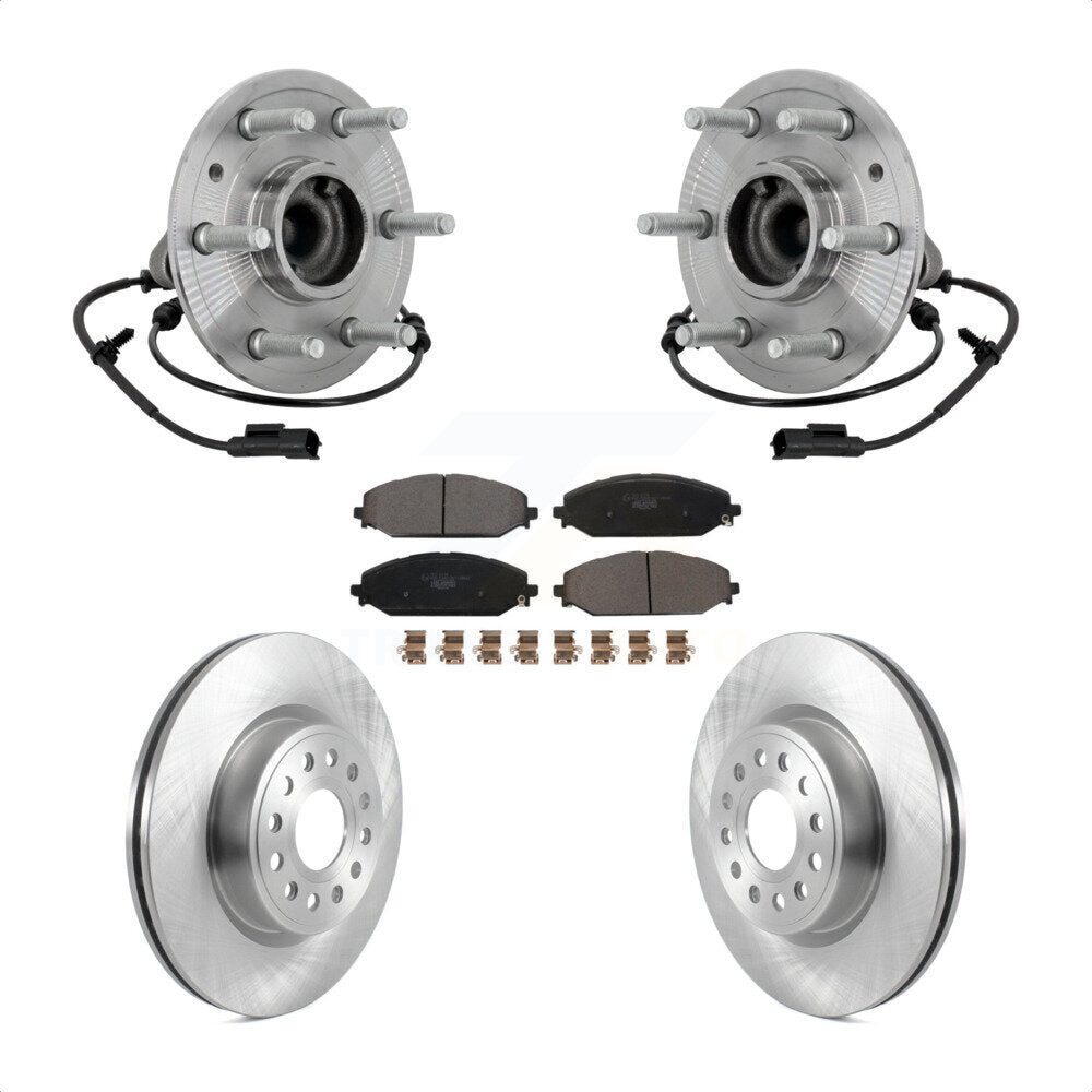 Front Hub Bearing Assembly Brake Rotor & Pads Kit For Ram 1500 Without 22" Factory Wheels KBB-133486