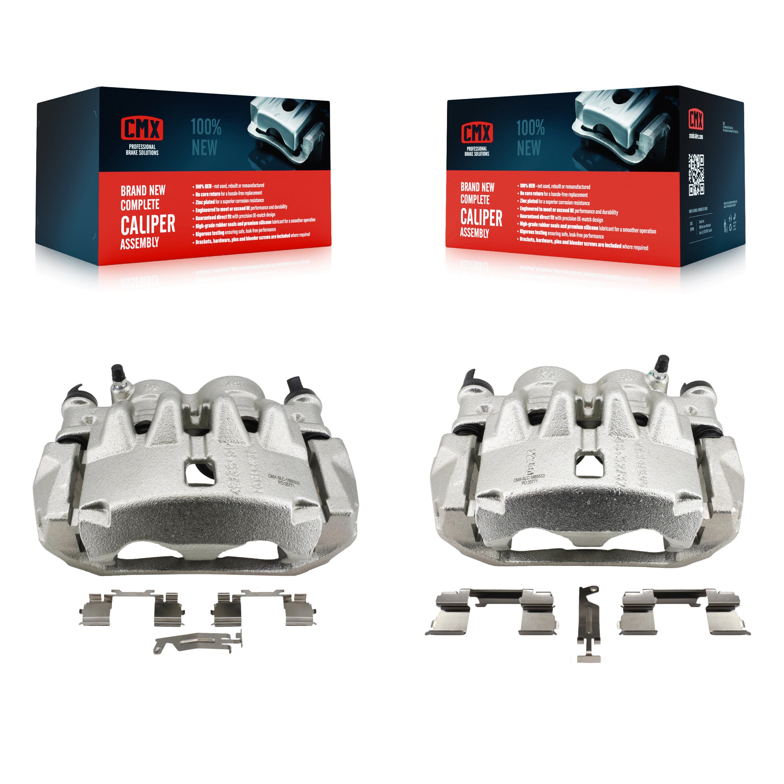 Front Brake Caliper Kit For 2014-2021 Ram ProMaster 2500 3500 1500 With Solid Rear Rotors KBC-100647