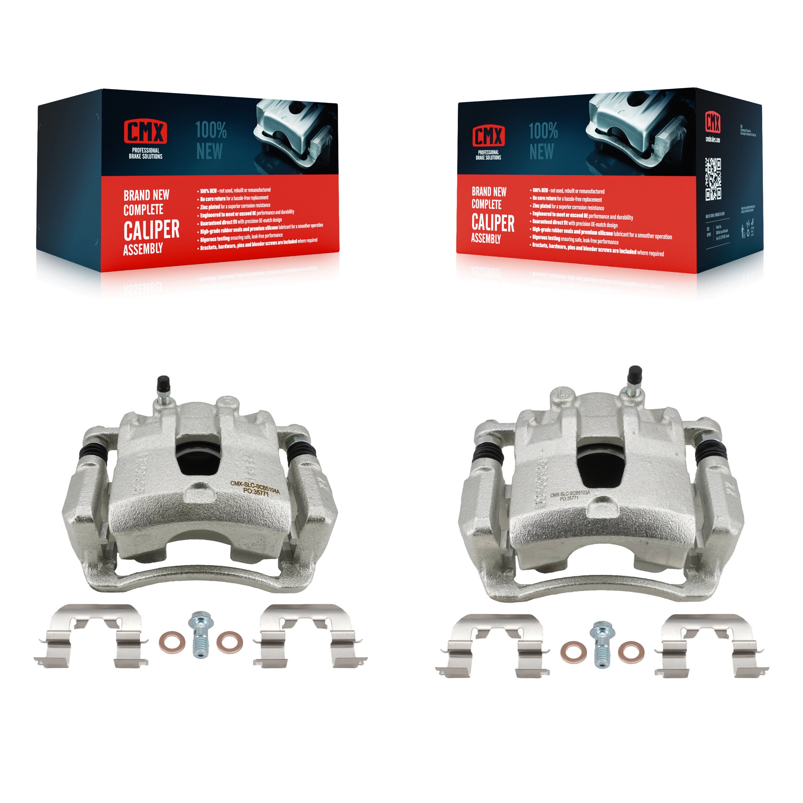 Front Brake Caliper Left Right Side (Driver Passenger) Kit For Kia Rio Hyundai Accent KBC-100657