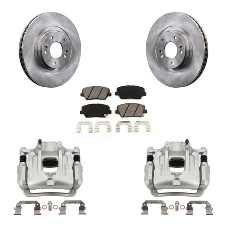Front Brake Caliper Rotor & Semi-Metallic Pad Kit For Hyundai Santa Fe Sport Kia Sorento KC8-100006S