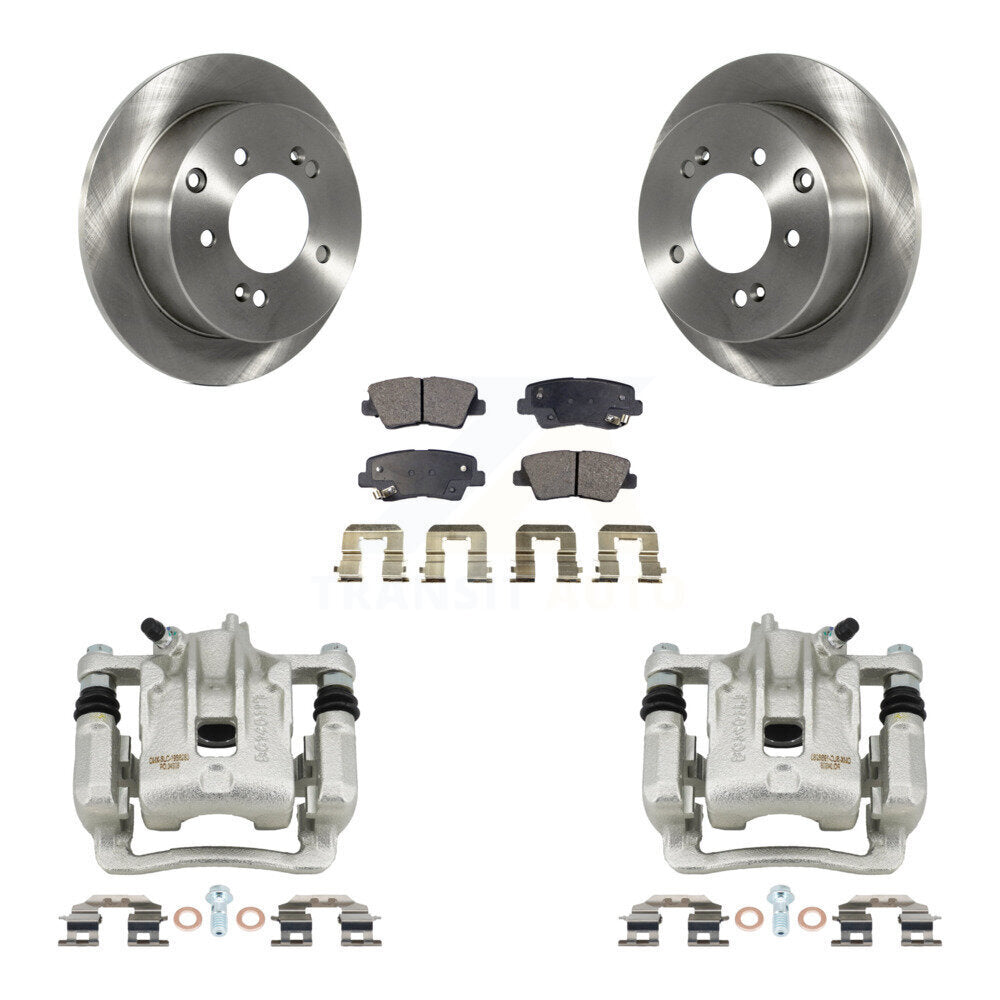 Rear Disc Brake Caliper Rotors And Ceramic Pads Kit For 2010-2013 Kia Soul KC8-100017T