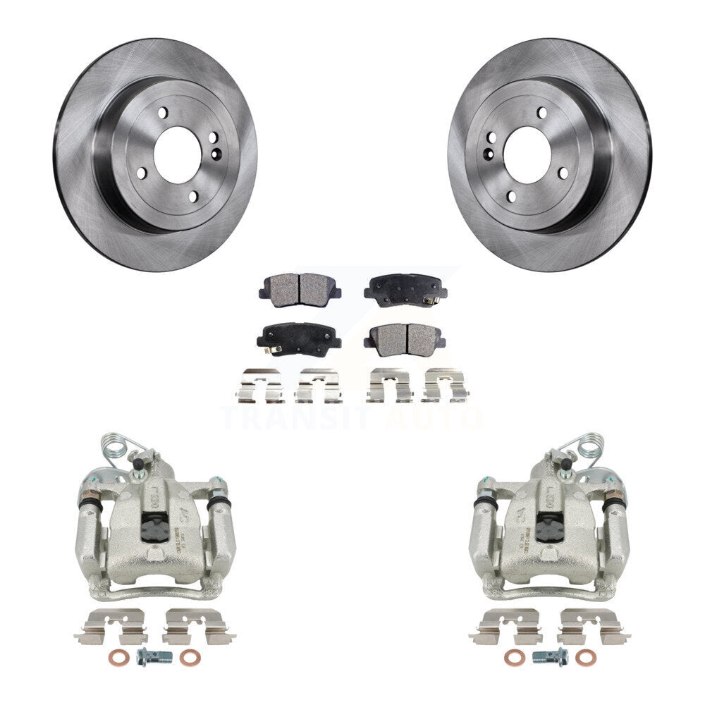 Rear Disc Brake Caliper Rotors And Ceramic Pads Kit For 2012-2016 Hyundai Accent KC8-100018T by Transit Auto