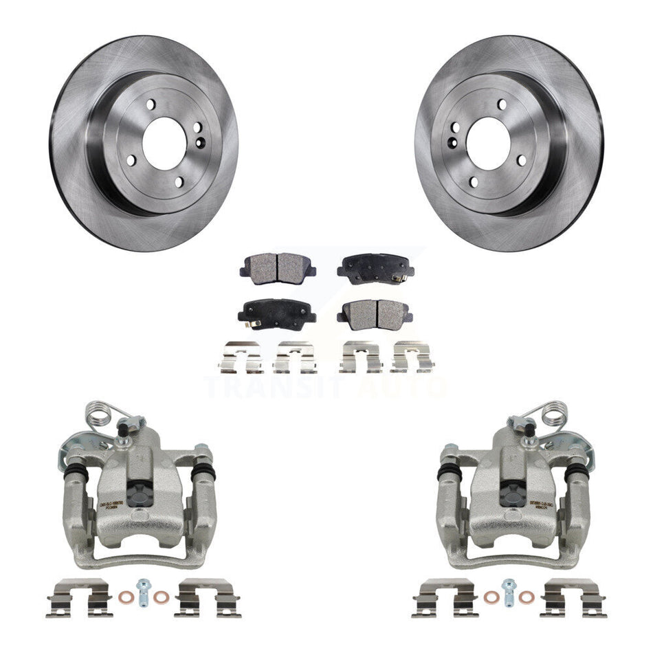 Rear Disc Brake Caliper Rotors And Ceramic Pads Kit For 2012-2016 Hyundai Accent KC8-100018T