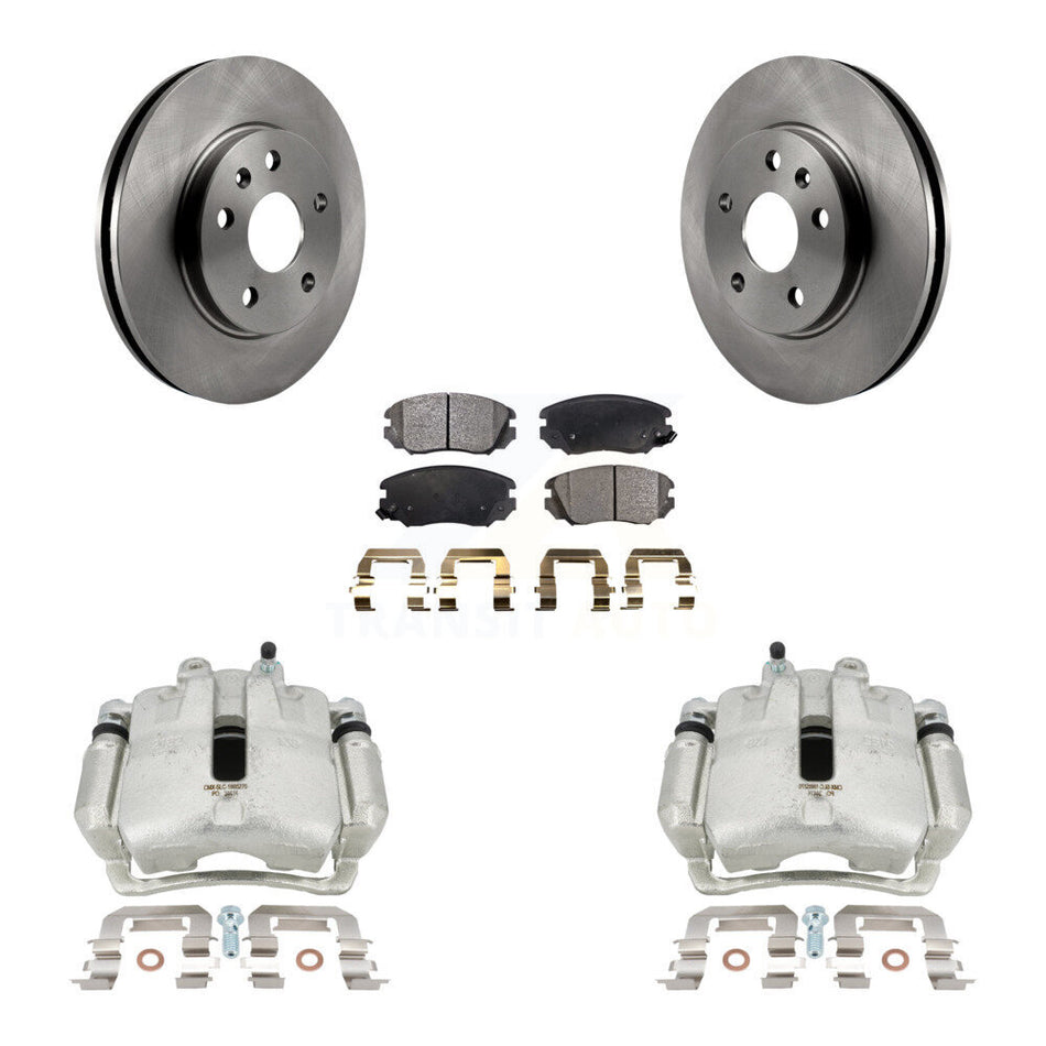Front Disc Brake Caliper Rotors And Semi-Metallic Pads Kit For 2011 Buick Regal 2.0L With Solid Rear KC8-100024P