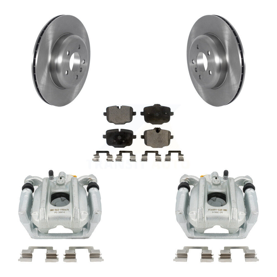 Rear Disc Brake Caliper Rotors And Ceramic Pads Kit For 2011-2013 BMW 535i Sedan With 345mm Diameter Rotor KC8-100027T