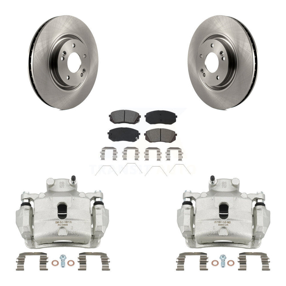Front Disc Brake Caliper Rotors And Semi-Metallic Pads Kit For Hyundai Sonata Kia Optima KC8-100028S