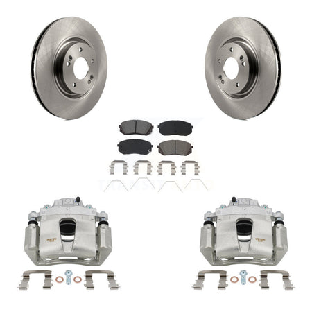 Front Disc Brake Caliper Rotors And Semi-Metallic Pads Kit For Hyundai Sonata Kia Optima KC8-100029S