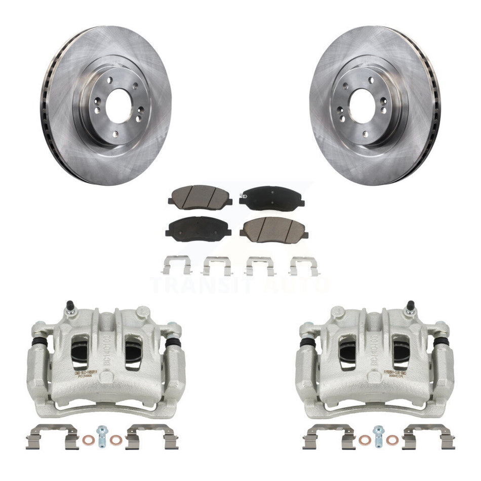 Front Disc Brake Caliper Rotors & Ceramic Pad Kit For 2013-2016 Hyundai Santa Fe XL 3.3L KC8-100032C
