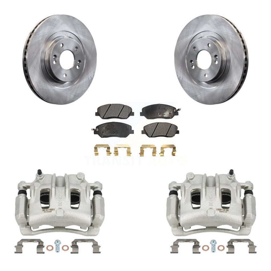 Front Brake Caliper Rotor & Semi-Metallic Pad Kit For 2013-2016 Hyundai Santa Fe XL 3.3L KC8-100032P