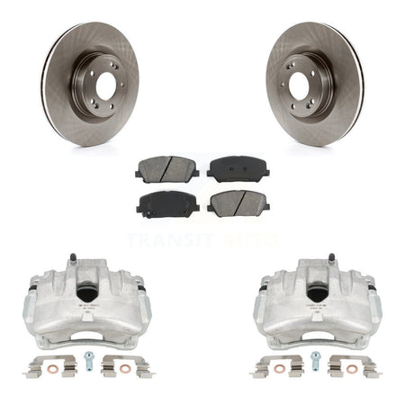 Front Disc Brake Caliper Rotors And Semi-Metallic Pads Kit For Hyundai Genesis Coupe With Single Piston Calipers KC8-100032S by Transit Auto