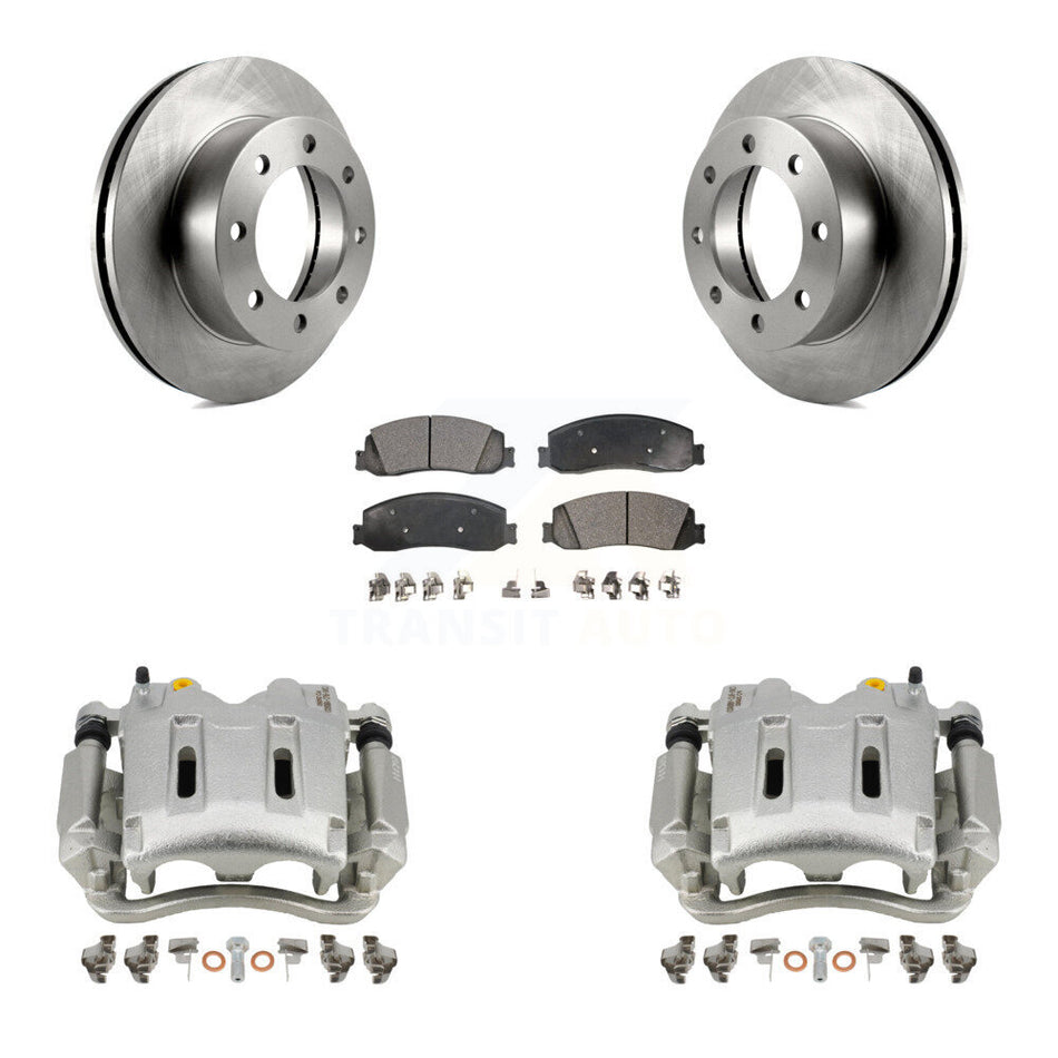 Front Disc Brake Caliper Rotors And Semi-Metallic Pads Kit For Ford F-350 Super Duty F-250 4WD KC8-100036P