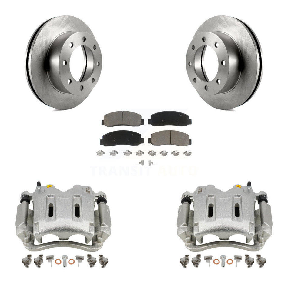 Front Disc Brake Caliper Rotors And Ceramic Pads Kit For Ford F-250 Super Duty F-350 KC8-100037C