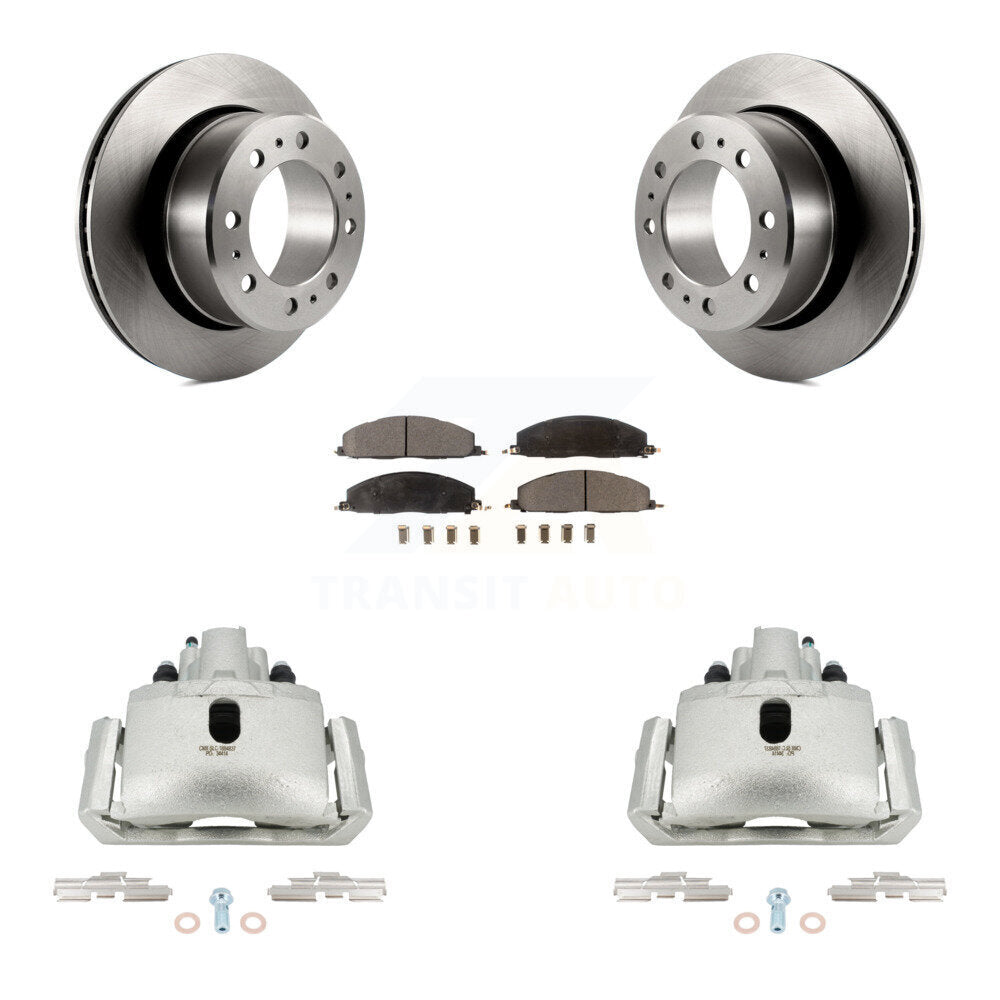 Rear Disc Brake Caliper Rotors And Ceramic Pads Kit For 2012 Ram 1500 With 8 Lug Wheels KC8-100037T