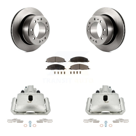 Rear Disc Brake Caliper Rotors And Ceramic Pads Kit For 2012 Ram 1500 With 8 Lug Wheels KC8-100037T