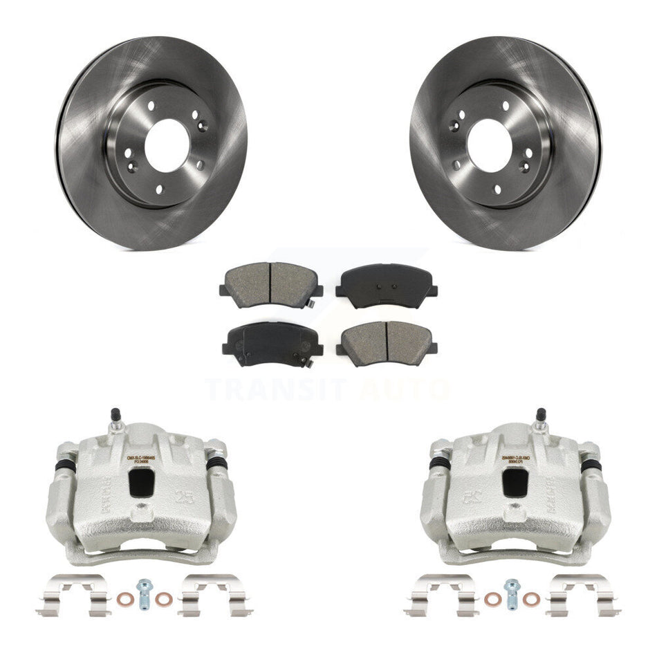 Front Disc Brake Caliper Rotors Semi-Metallic Pad Kit For 2011-2012 Hyundai Elantra 1.8L KC8-100039S