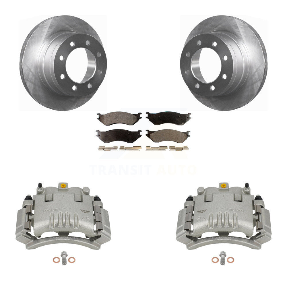 Rear Disc Brake Caliper Rotors And Ceramic Pads Kit For Dodge Ram 3500 2500 1500 KC8-100041T
