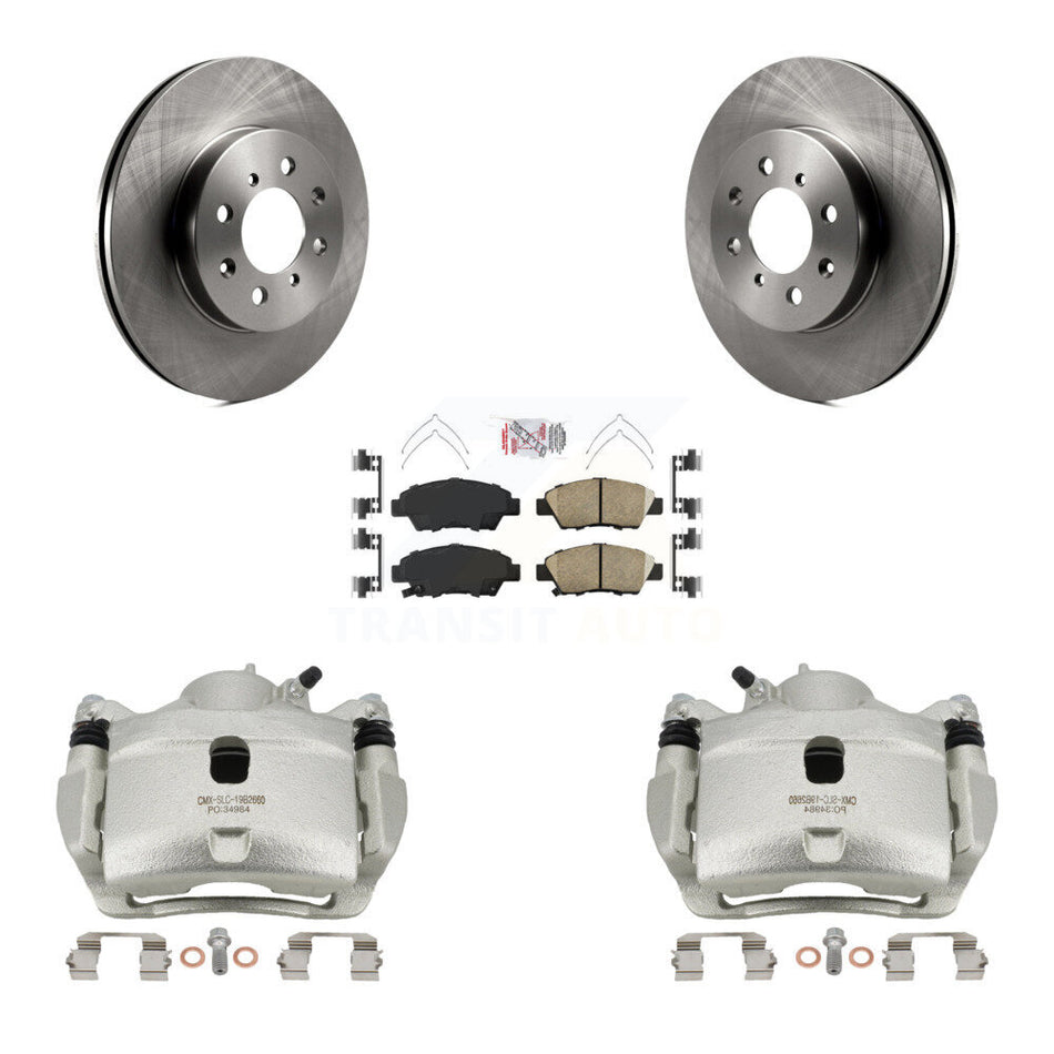 Front Disc Brake Caliper Rotors And Ceramic Pads Kit For 2014 Honda Fit LX Sport DX KC8-100042N