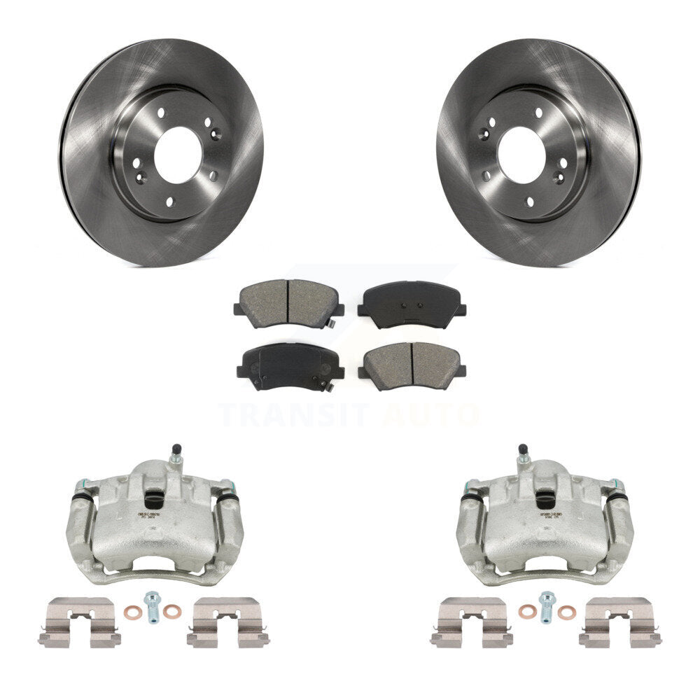 Front Brake Caliper Rotors Semi-Metallic Pad Kit For Hyundai Elantra GT Kia Forte Forte5 KC8-100042S