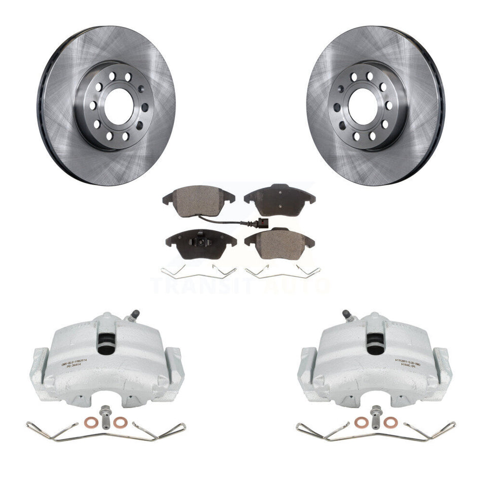 Front Disc Brake Caliper Rotors And Semi-Metallic Pads Kit For Volkswagen Jetta Beetle Rabbit Golf Audi A3 KC8-100046P by Transit Auto