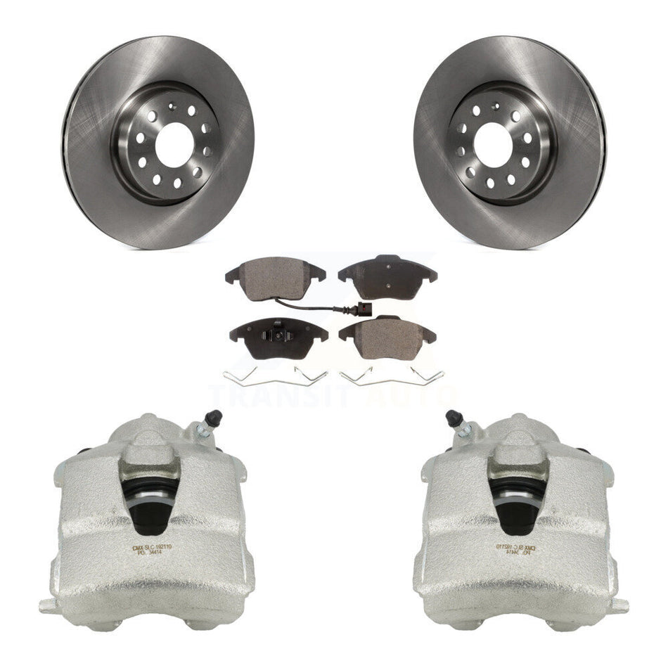 Front Disc Brake Caliper Rotors And Semi-Metallic Pads Kit For Volkswagen Jetta KC8-100049P