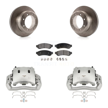 Rear Brake Caliper Rotor And Ceramic Pad Kit For Ford F-450 Super Duty With 8 Lug Wheels KC8-100049T