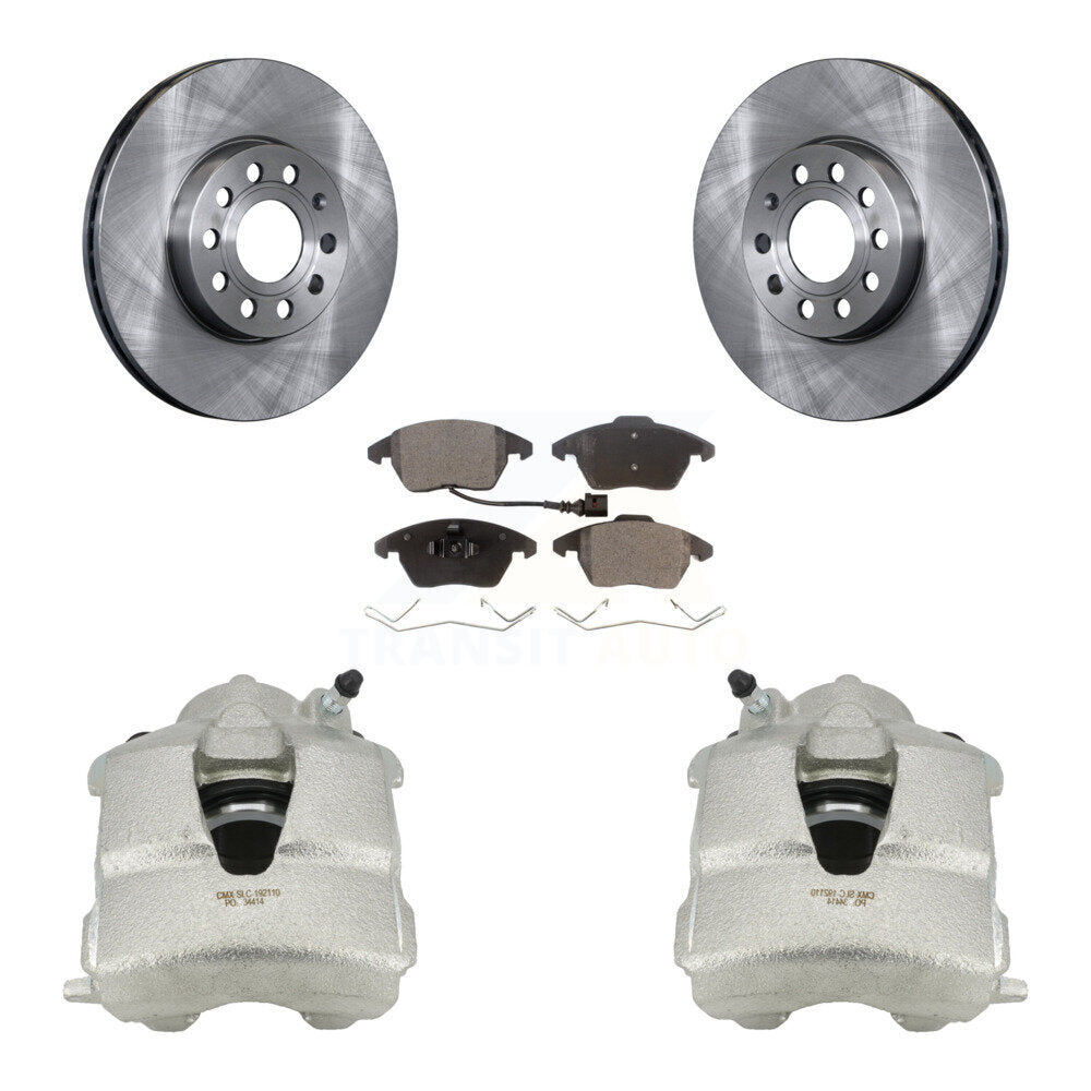 Front Disc Brake Caliper Rotors And Semi-Metallic Pads Kit For Volkswagen Jetta KC8-100050P by Transit Auto