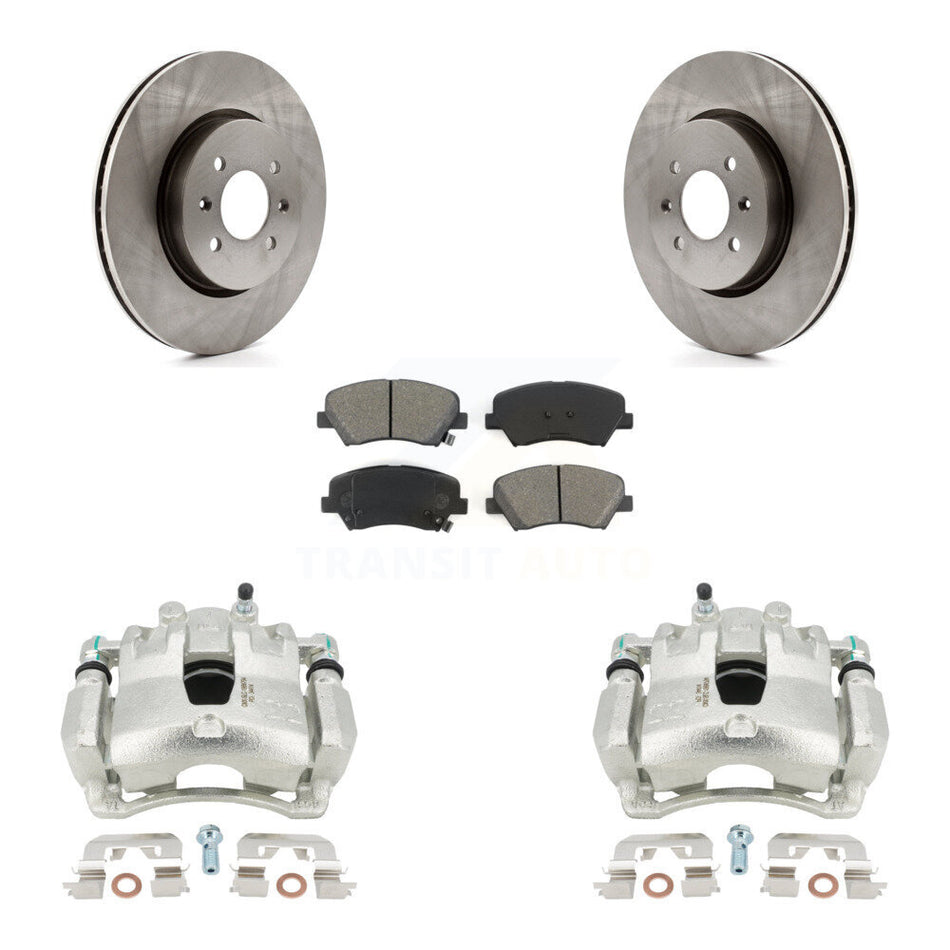 Front Disc Brake Caliper Rotors And Semi-Metallic Pads Kit For Kia Rio KC8-100050S