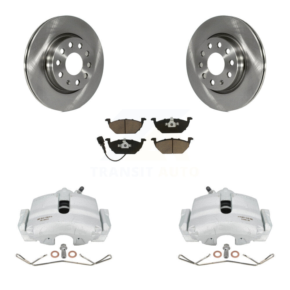 Front Disc Brake Caliper Rotors And Ceramic Pads Kit For Volkswagen Jetta With 280mm Diameter Rotor KC8-100052C by Transit Auto