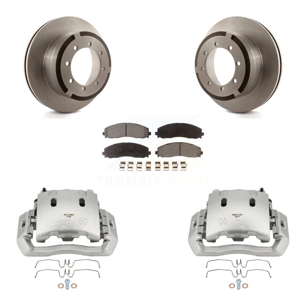 Rear Brake Caliper Rotor And Ceramic Pad Kit For Ford F-450 Super Duty With 8 Lug Wheels KC8-100052T