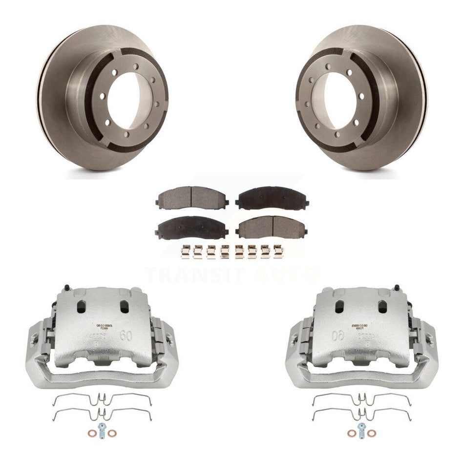 Rear Brake Caliper Rotor And Ceramic Pad Kit For Ford F-450 Super Duty With 8 Lug Wheels KC8-100052T