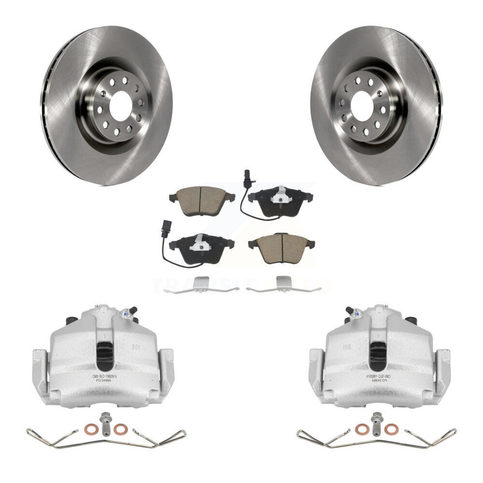 Front Disc Brake Caliper Rotor & Ceramic Pad Kit For 2013 Volkswagen Golf Base Sportline Trendline Comfortline Highline TDI With 345mm Diameter KC8-100054C