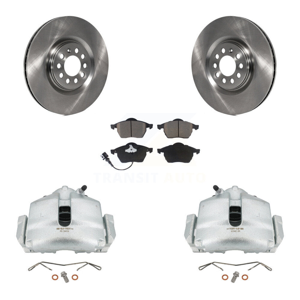 Front Disc Brake Caliper Rotors And Ceramic Pads Kit For 2005 Volkswagen Jetta 2.5L With 312mm Diameter Rotor 7th 8th Digit Of VIN Is "9M" Or "1J" KC8-100056C by Transit Auto