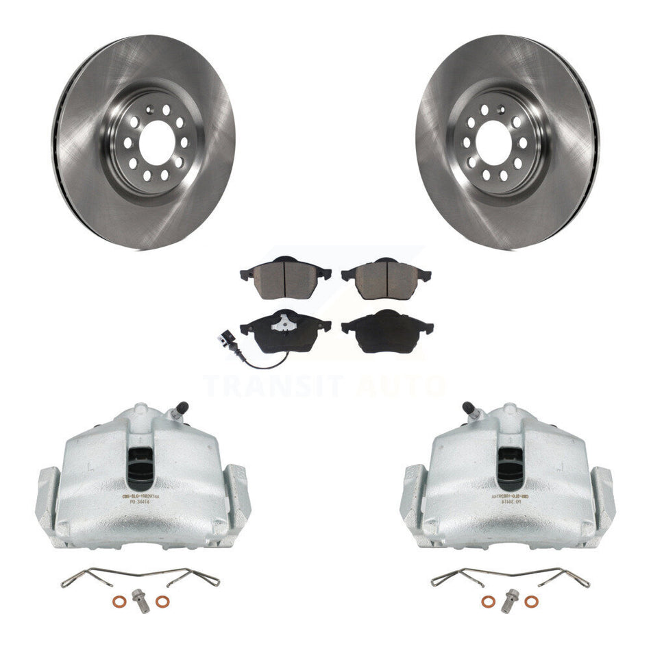 Front Disc Brake Caliper Rotors And Ceramic Pads Kit For 2005 Volkswagen Jetta 2.5L With 312mm Diameter Rotor 7th 8th Digit Of VIN Is "9M" Or "1J" KC8-100056C
