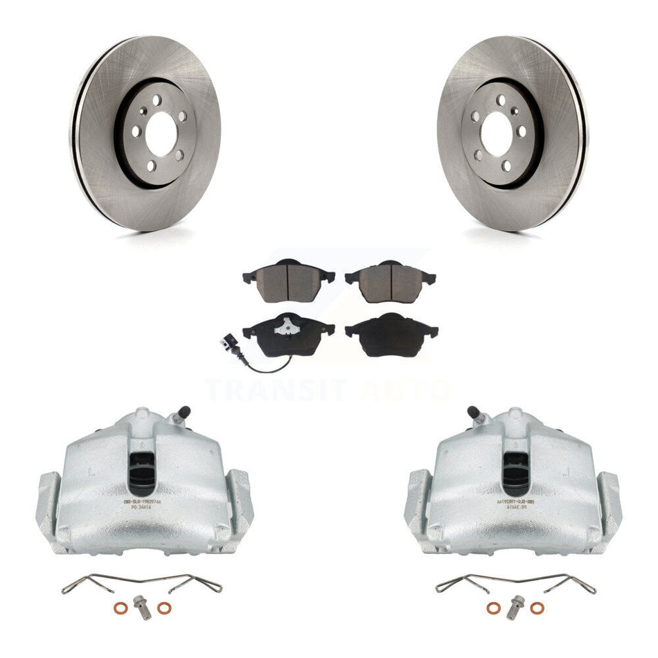 Front Disc Brake Caliper Rotors And Ceramic Pads Kit For 2006 Volkswagen Jetta 2.0L With 288mm Diameter Rotor 7th 8th Digit Of VIN Is "9M" Or "1J" KC8-100061C by Transit Auto