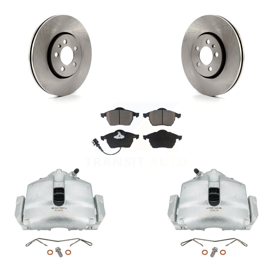 Front Disc Brake Caliper Rotors And Ceramic Pads Kit For 2006 Volkswagen Jetta 2.0L With 288mm Diameter Rotor 7th 8th Digit Of VIN Is "9M" Or "1J" KC8-100061C