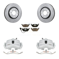 Front Disc Brake Caliper Rotors And Ceramic Pads Kit For 2006 Volkswagen Jetta 2.5L 1.9L With 280mm Diameter Rotor 7th 8th Digit Of VIN Is "9M" Or "1J" KC8-100062C