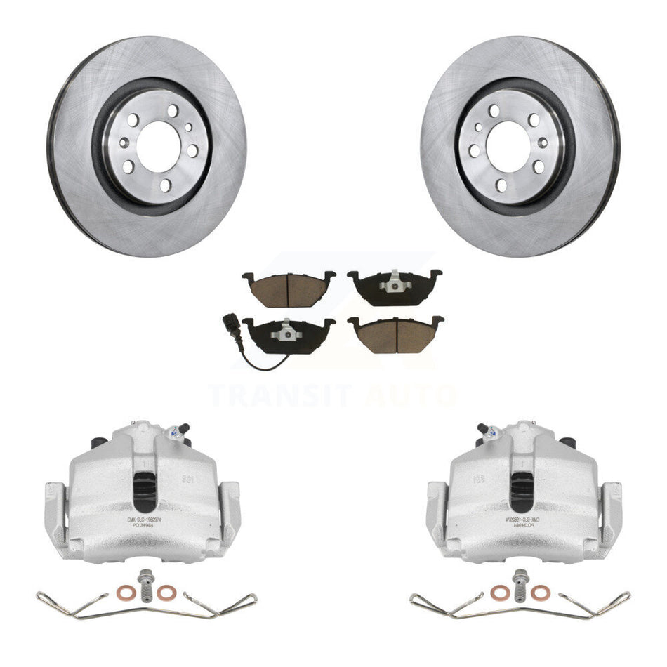 Front Disc Brake Caliper Rotors And Ceramic Pads Kit For 2006 Volkswagen Jetta 2.5L 1.9L With 280mm Diameter Rotor 7th 8th Digit Of VIN Is "9M" Or "1J" KC8-100062C