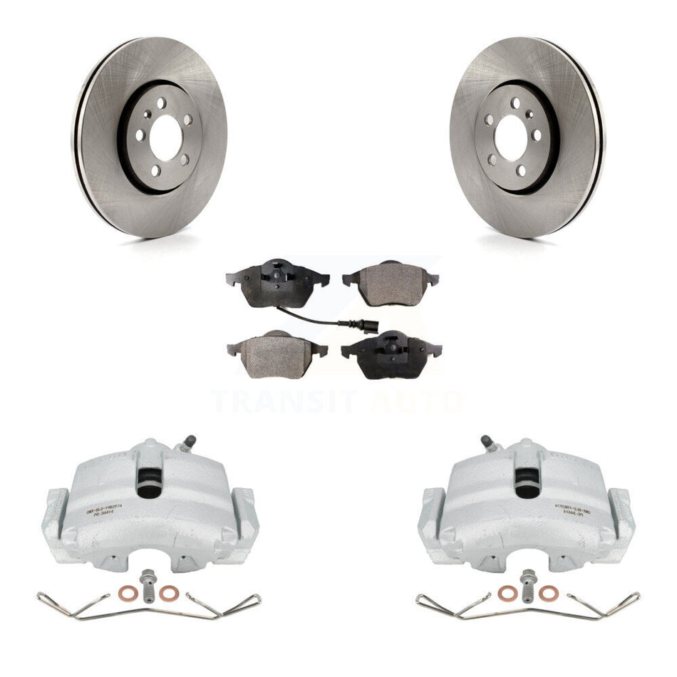 Front Disc Brake Caliper Rotors And Semi-Metallic Pads Kit For 2006 Volkswagen Jetta 2.5L 1.9L With 288mm Diameter Rotor 7th 8th Digit Of VIN Is "9M" Or "1J" KC8-100062P by Transit Auto