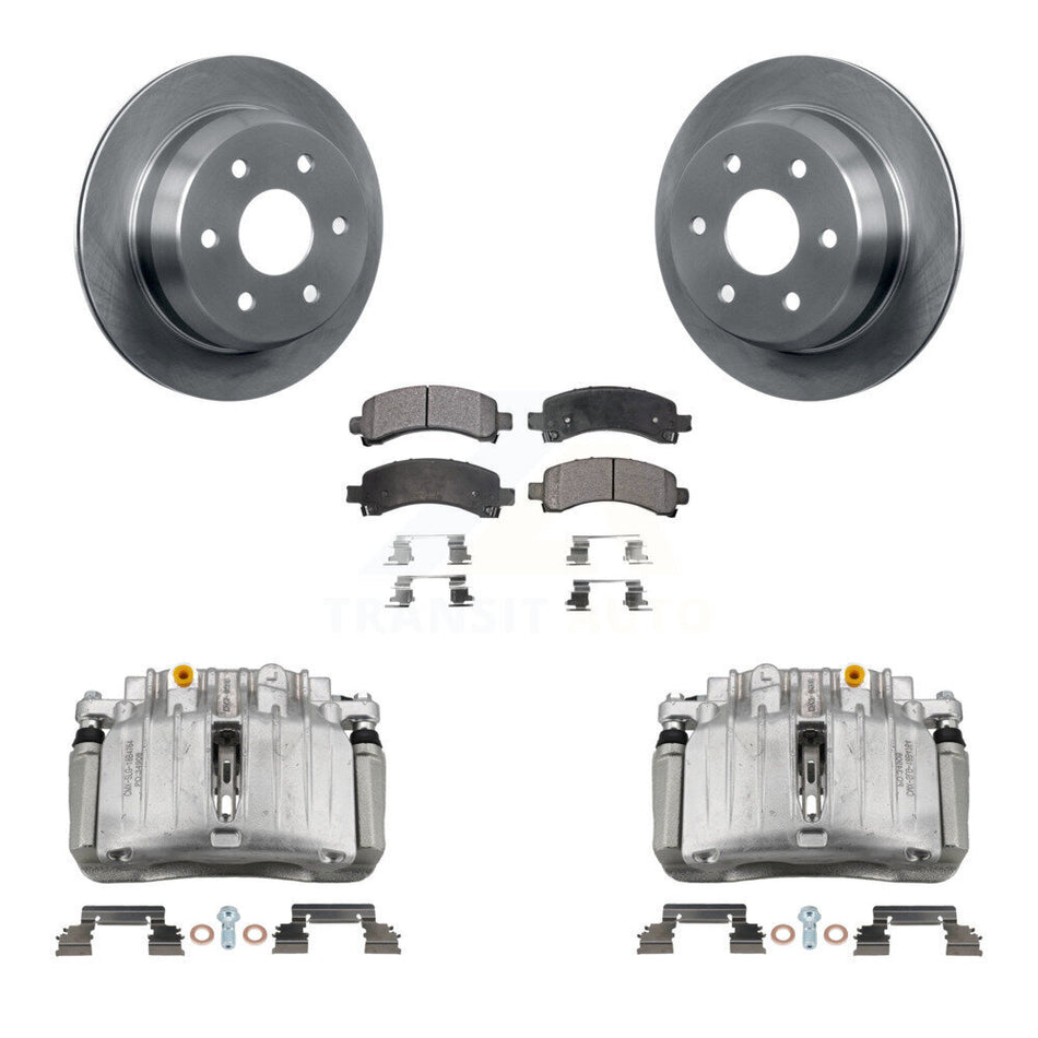Rear Disc Brake Caliper Rotors And Ceramic Pad Kit For 2002 Chevrolet Avalanche 1500 4WD KC8-100062T