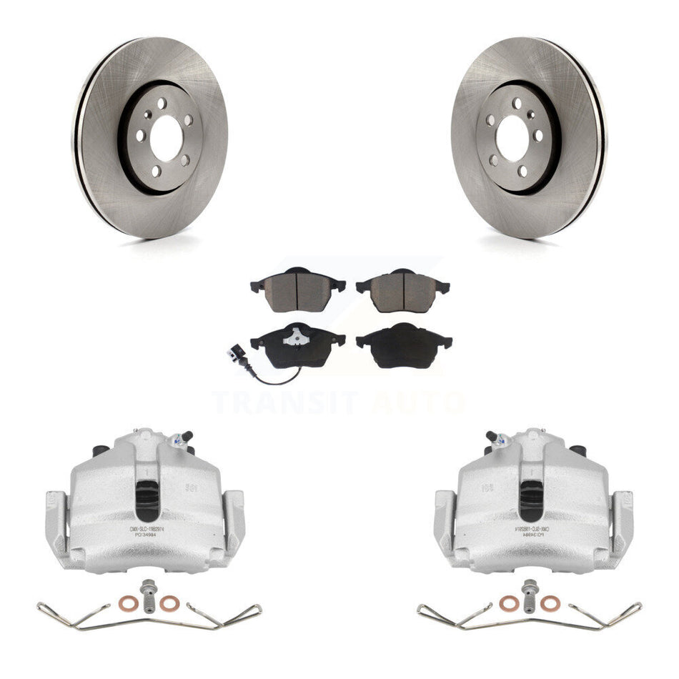 Front Disc Brake Caliper Rotors And Ceramic Pads Kit For 2006 Volkswagen Jetta 2.5L 1.9L With 288mm Diameter Rotor 7th 8th Digit Of VIN Is "9M" Or "1J" KC8-100063C