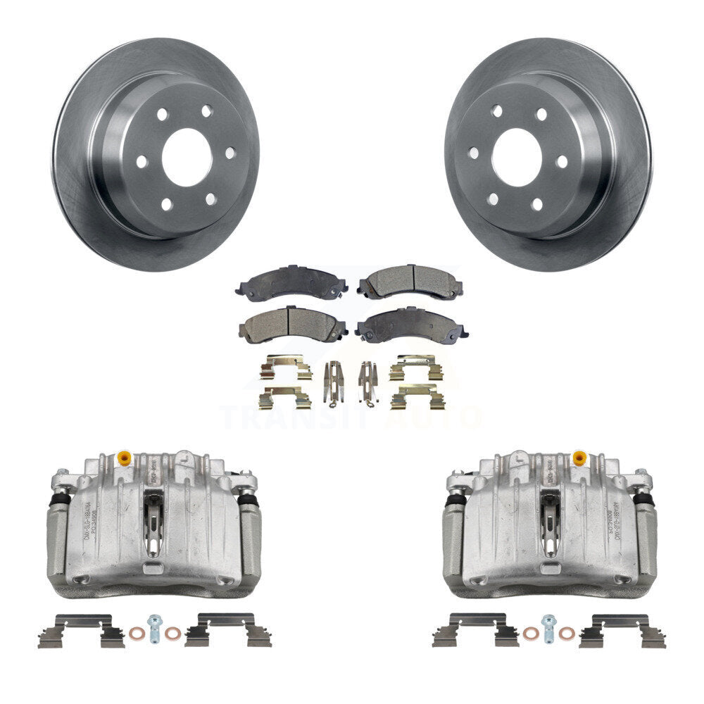 Rear Disc Brake Caliper Rotors And Ceramic Pads Kit For 2002 Chevrolet Suburban 1500 4WD KC8-100063T
